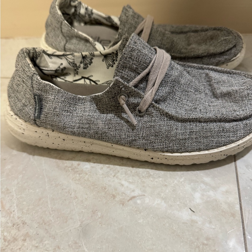 Hey Dude Gray and White Sneakers